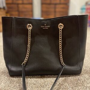 Kate Spade Black Tote with Gold Chain